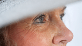 Closeup of a woman's eyes and face
