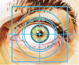 Tech overlay on an eye